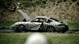 Porsche 911 shot by 10000 bullets