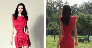 Ioana Spangenberg revealing stunning silhouette in a 38 cm red corset