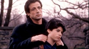 Sylvester Stallone and his son Sage in  still from Rocky V in 1990