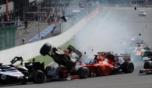 Belgian Formula 1 race reveals massive start accident at Spa-Francorchamps (pic: web)