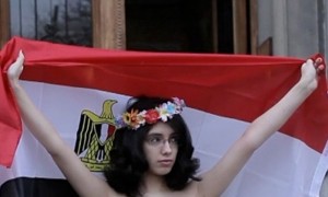 Aliaa Magda Elmahdy protested against Egypt’s constitution in Sweden's capital of Stockholm on Thursday. Photo: femen.org