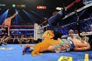 Justin Bieber's photoshop fun photo shows lion Simba checking on Manny Pacquiao. (Pic:Instagram)
