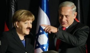 Angela Merkel Hitler Moustache Netanyahu