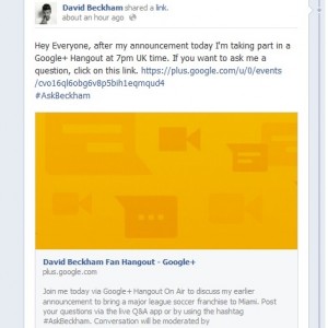 Beckham Google+ hangout