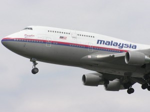 Malaysian plane Boeing 747 closeup