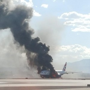 british airways fire las airport