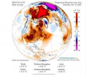 North Pole weather map