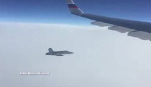 Russian state airplane Swiss F18 jets 