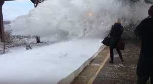 amtrak train snow blast