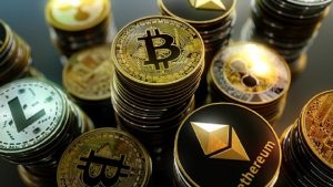 Bitcoin Ethereum Cryptocoins Pile Stash